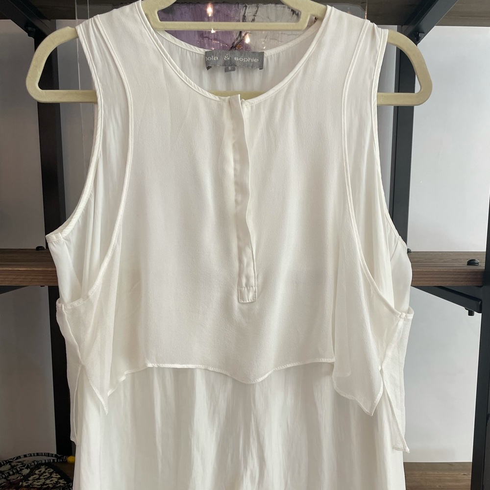 2 layer, zip front, silk sleeveless